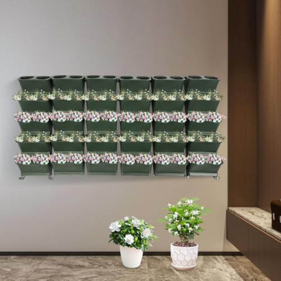 مزهرية جدارية عمودية للشرفة وا - مراجعة Self-Watering Planter وسعره