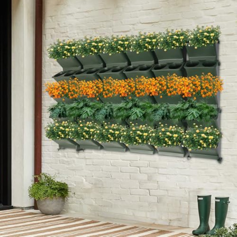 مزهرية جدارية عمودية للشرفة وا - مراجعة Self-Watering Planter وسعره