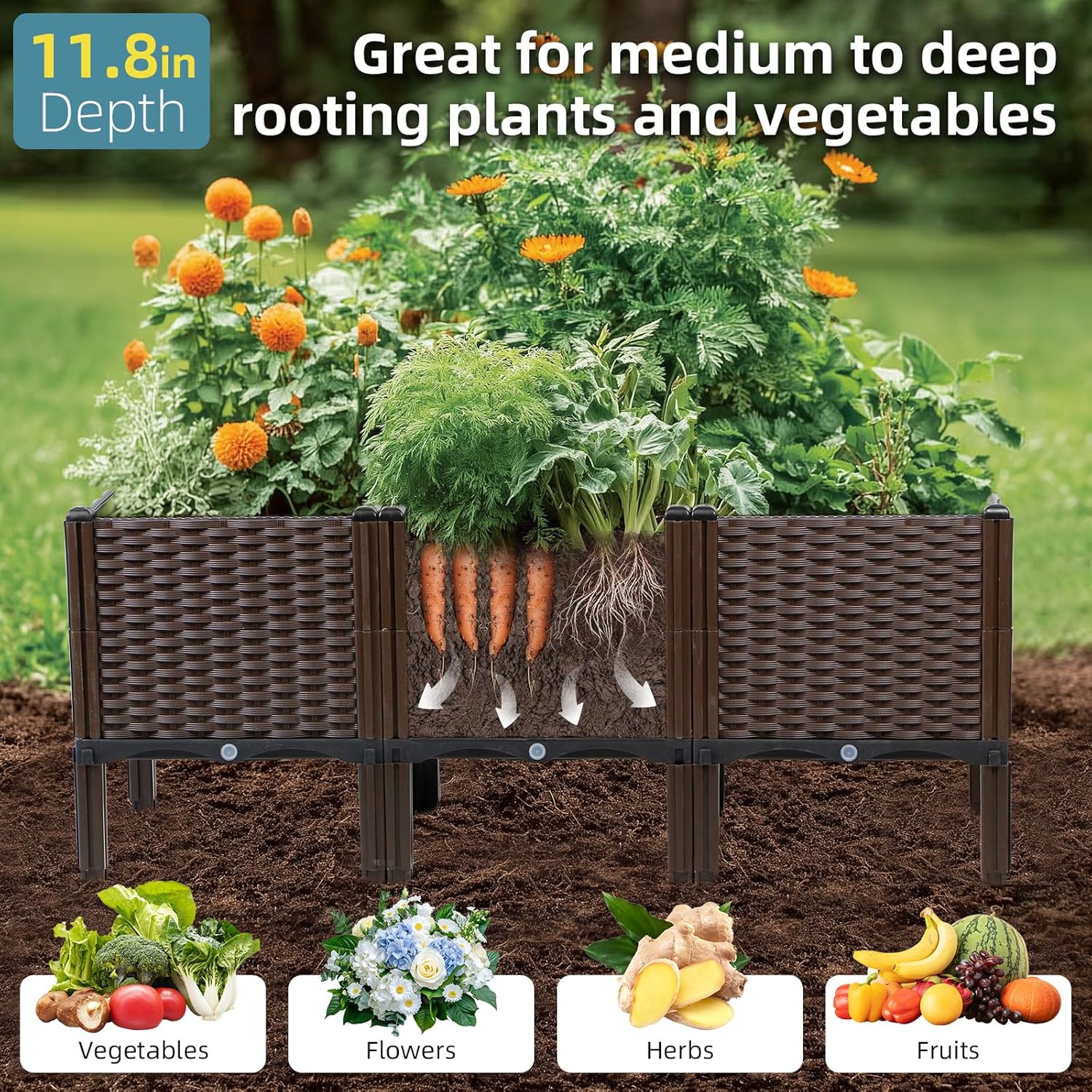 أحواض زراعة خارجية من الروطان، - مراجعة Self-Watering Planter وسعره