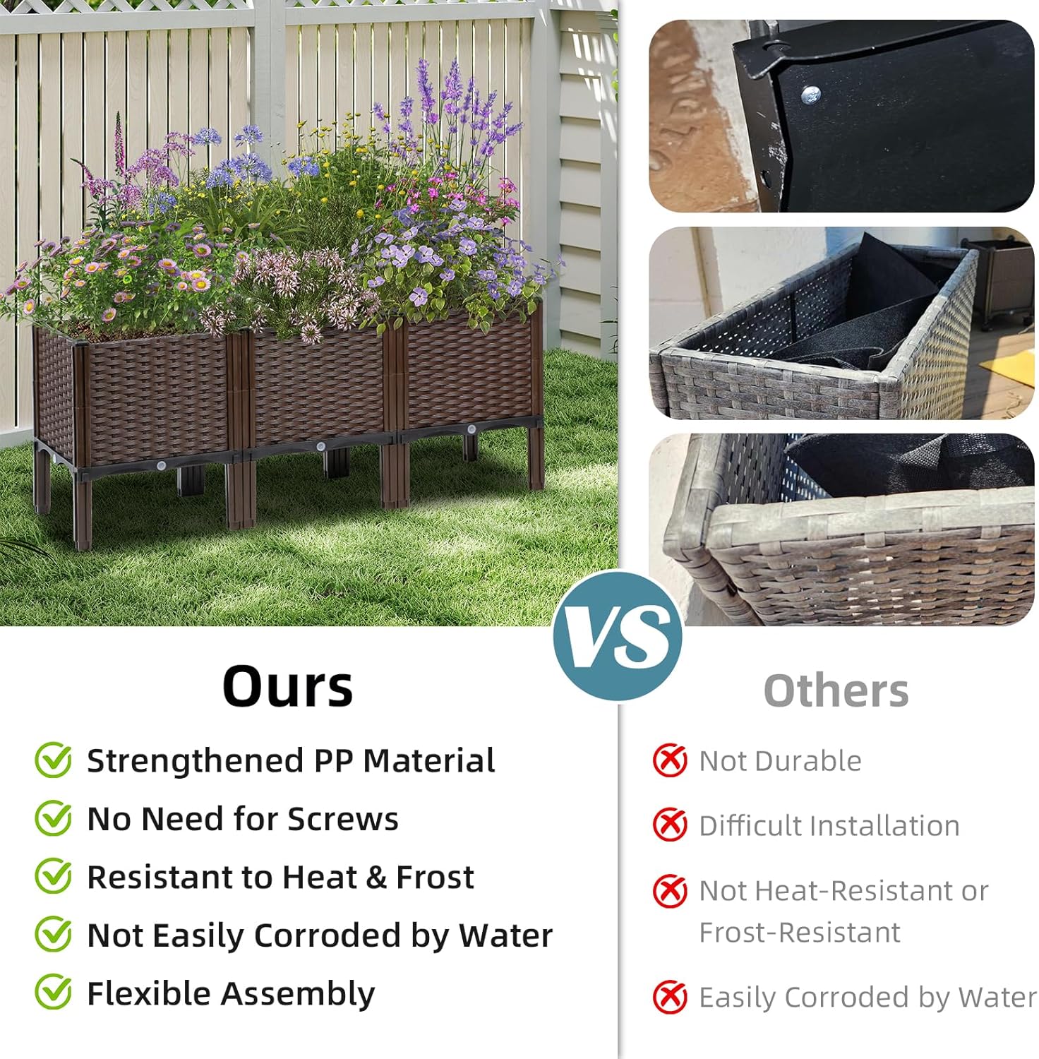 أحواض زراعة خارجية من الروطان، - مراجعة Self-Watering Planter وسعره